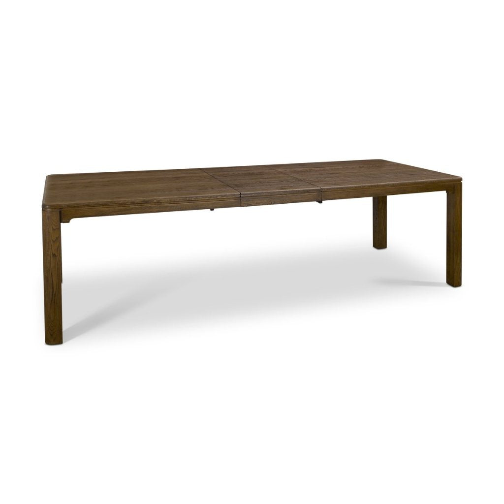 Dark Brown Oak Wood Extendable Rectangular Dining Table