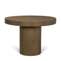 Round Medium Brown Oak Wood Pedestal Dining Table