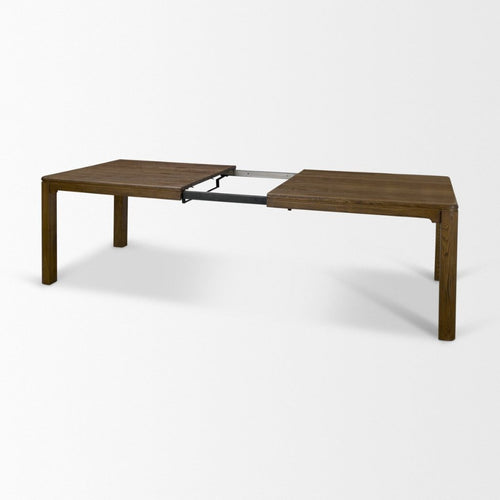 Dark Brown Oak Wood Extendable Rectangular Dining Table