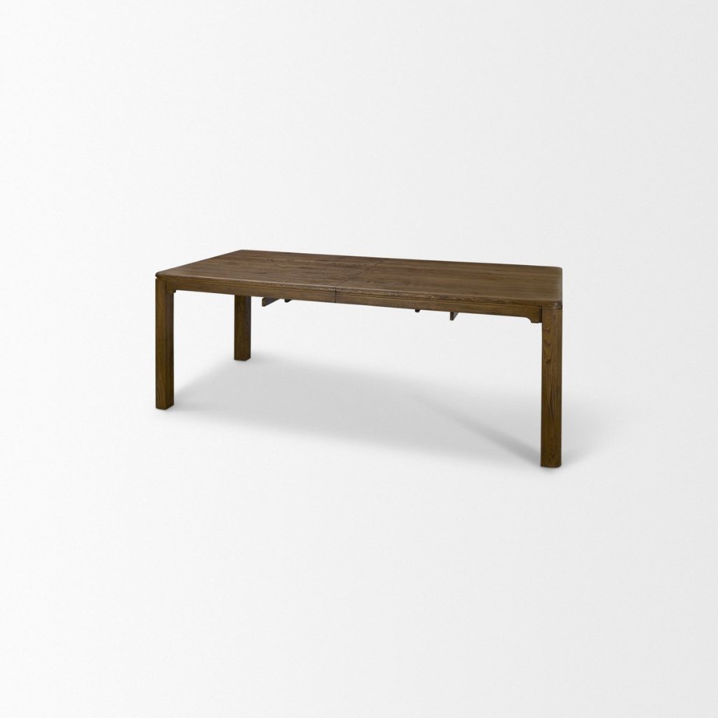 Dark Brown Oak Wood Extendable Rectangular Dining Table