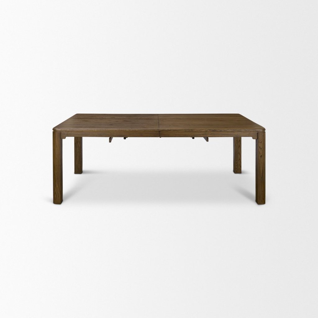 Dark Brown Oak Wood Extendable Rectangular Dining Table