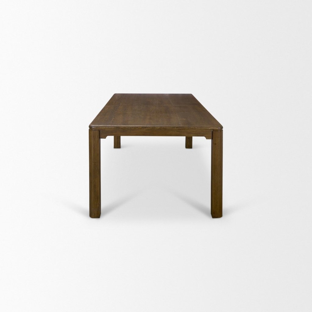 Dark Brown Oak Wood Extendable Rectangular Dining Table