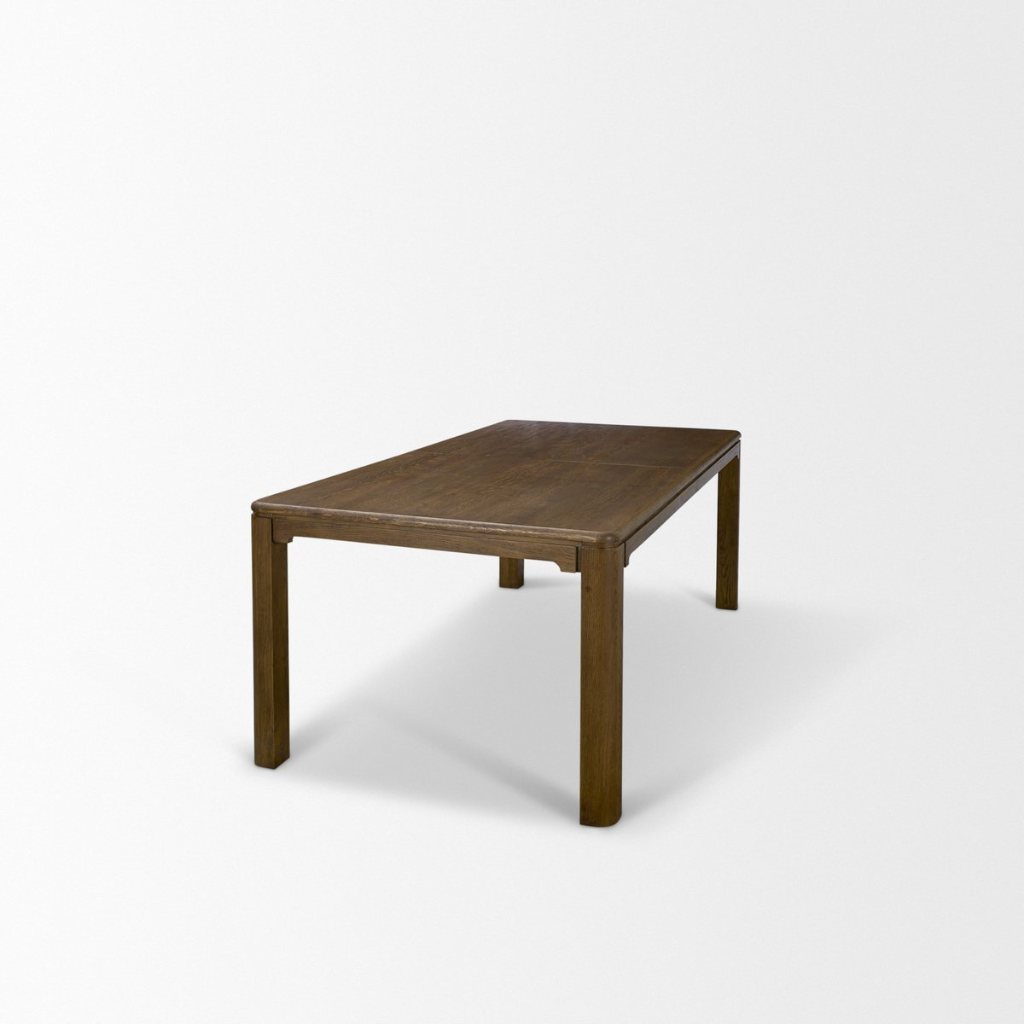 Dark Brown Oak Wood Extendable Rectangular Dining Table