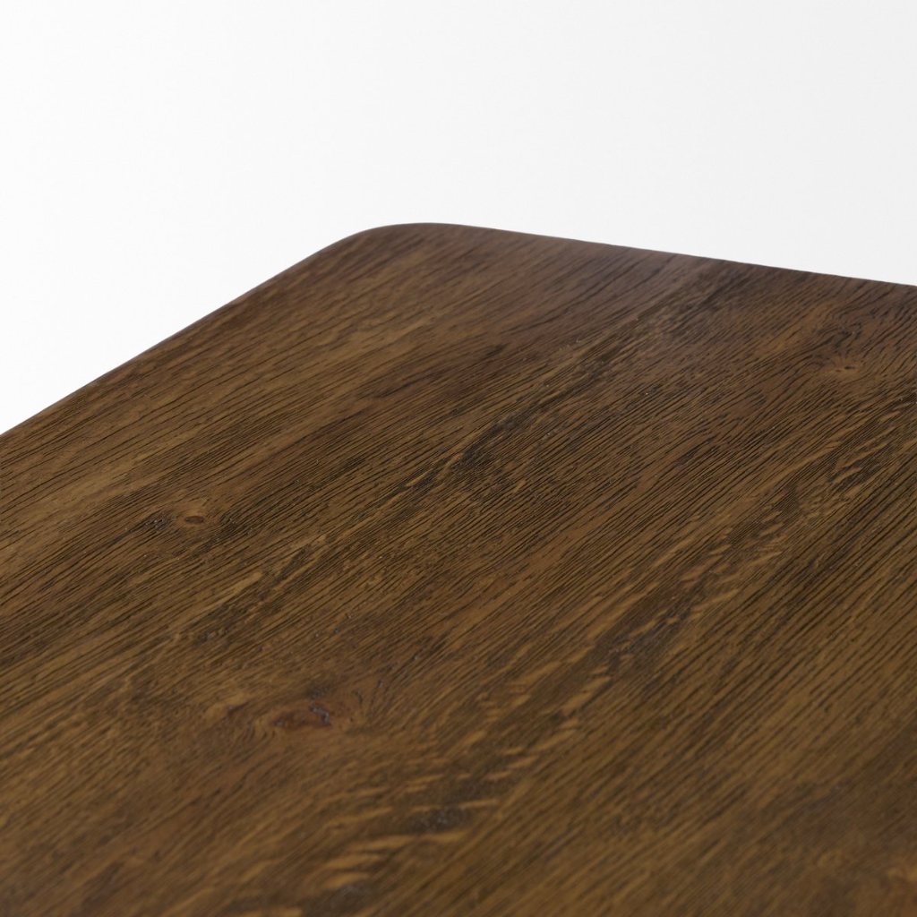 Dark Brown Oak Wood Extendable Rectangular Dining Table