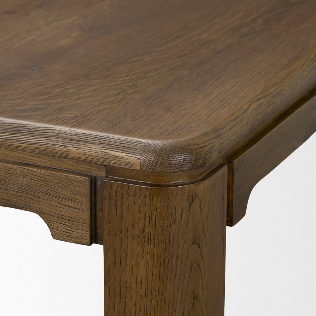 Dark Brown Oak Wood Extendable Rectangular Dining Table