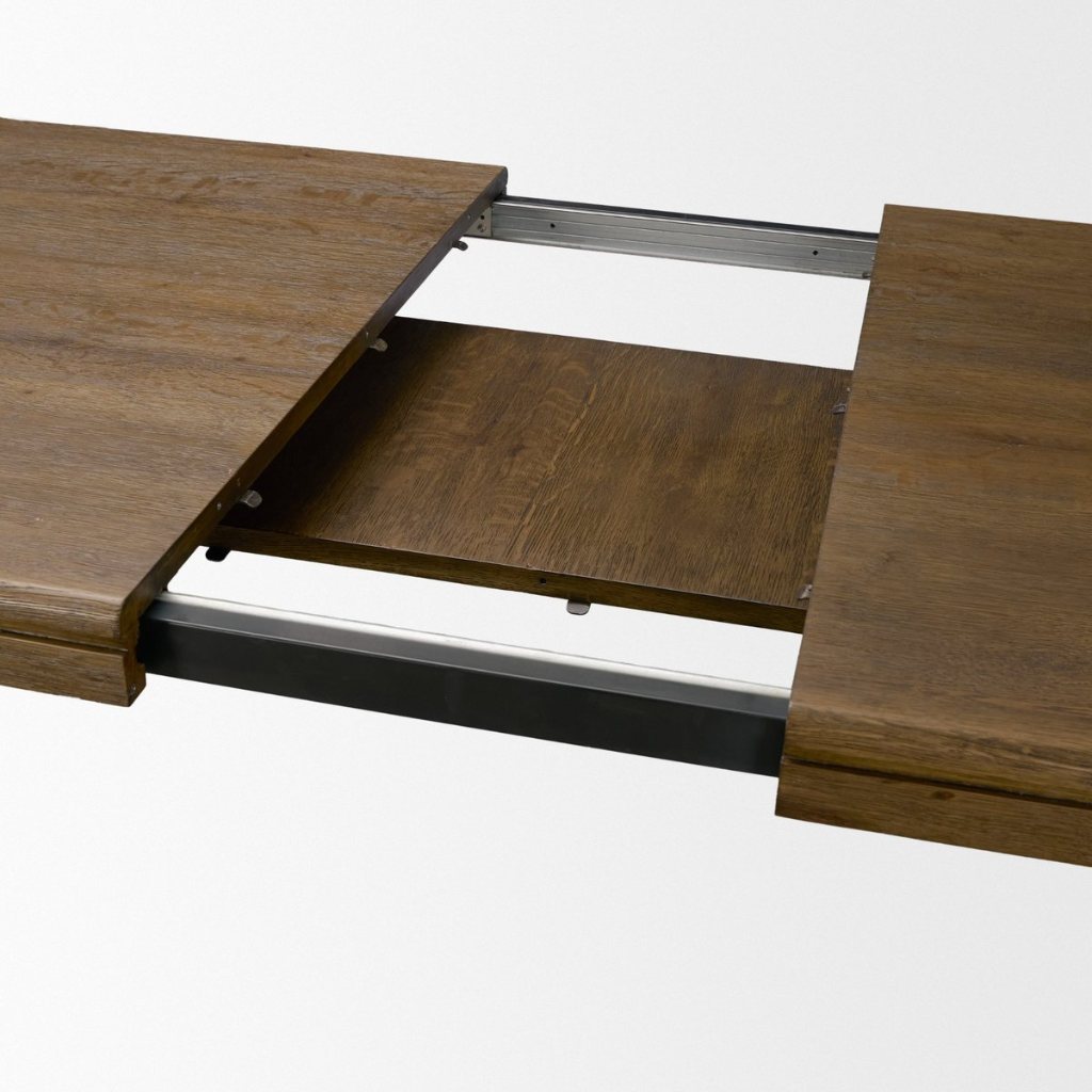 Dark Brown Oak Wood Extendable Rectangular Dining Table