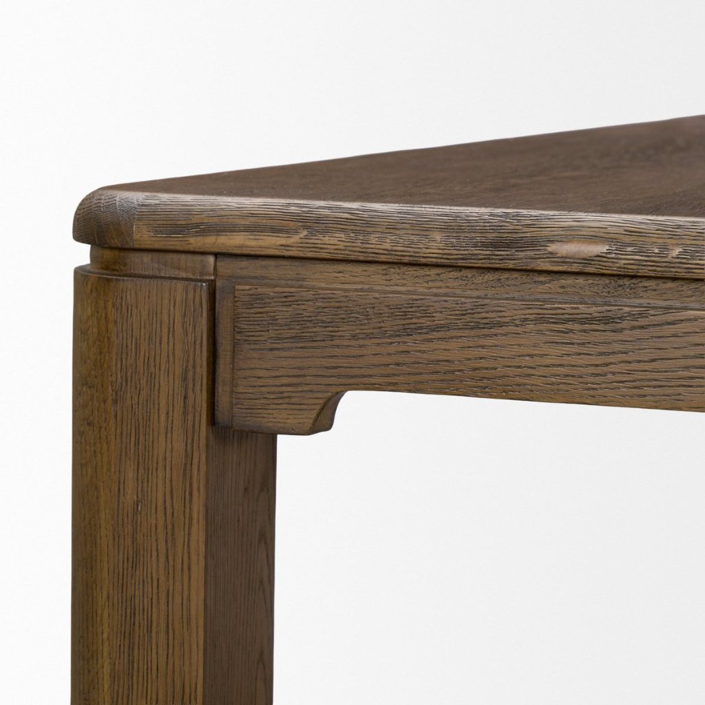 Dark Brown Oak Wood Extendable Rectangular Dining Table