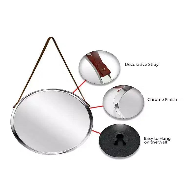 18" Decorative Wall Mirror Silver - Infinity Instruments: Modern Style, Round Shape, No Assembly, Wall Mount, Plastic Frame