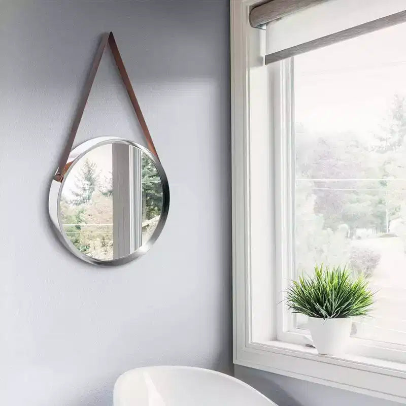 18" Decorative Wall Mirror Silver - Infinity Instruments: Modern Style, Round Shape, No Assembly, Wall Mount, Plastic Frame