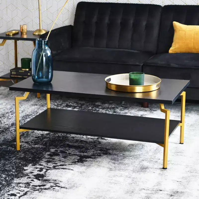 Rectangular Coffee Table with Storage Shelf