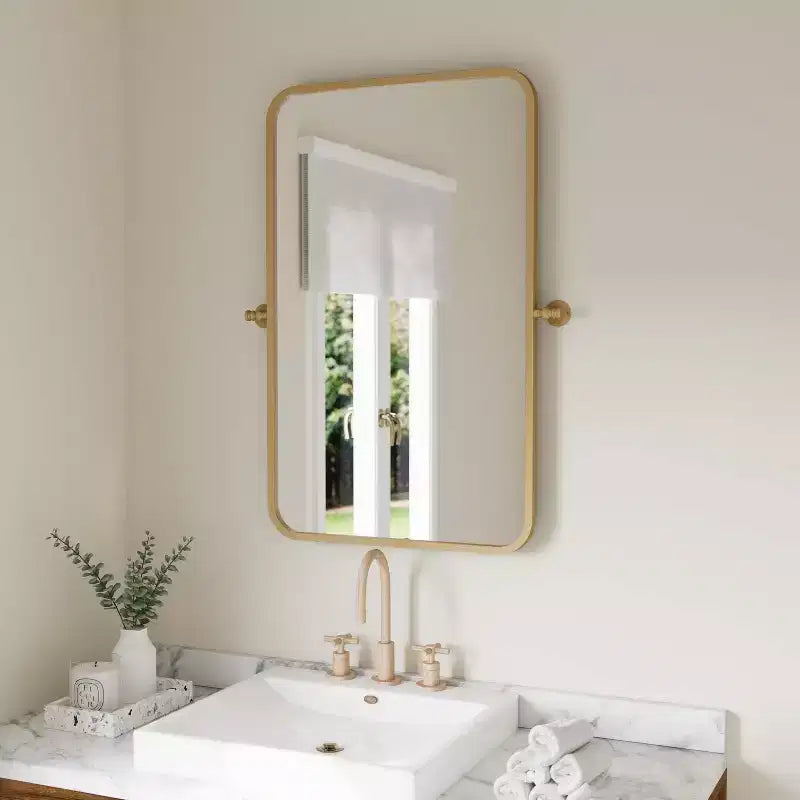 Metal Wall Mirror - Large Accent Vanity Mirror for Bathroom