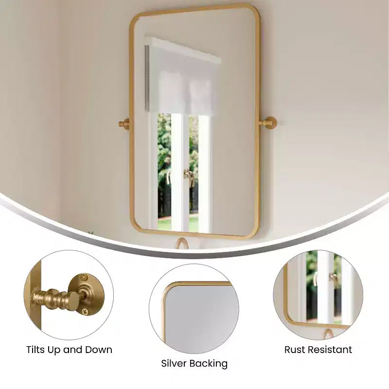 Metal Wall Mirror - Large Accent Vanity Mirror for Bathroom