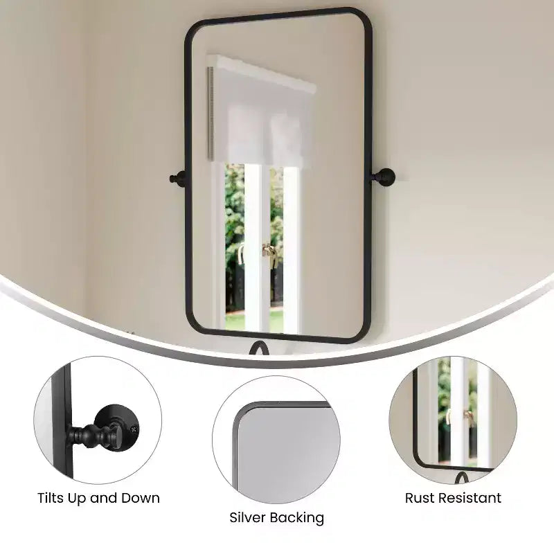 Metal Wall Mirror - Large Accent Vanity Mirror for Bathroom