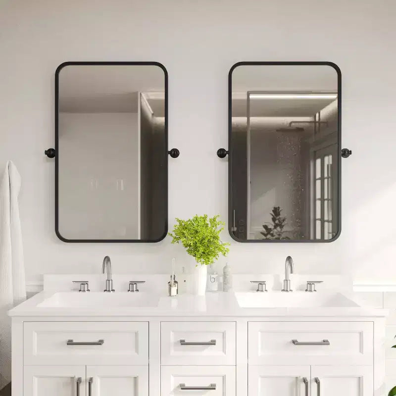 Metal Wall Mirror - Large Accent Vanity Mirror for Bathroom