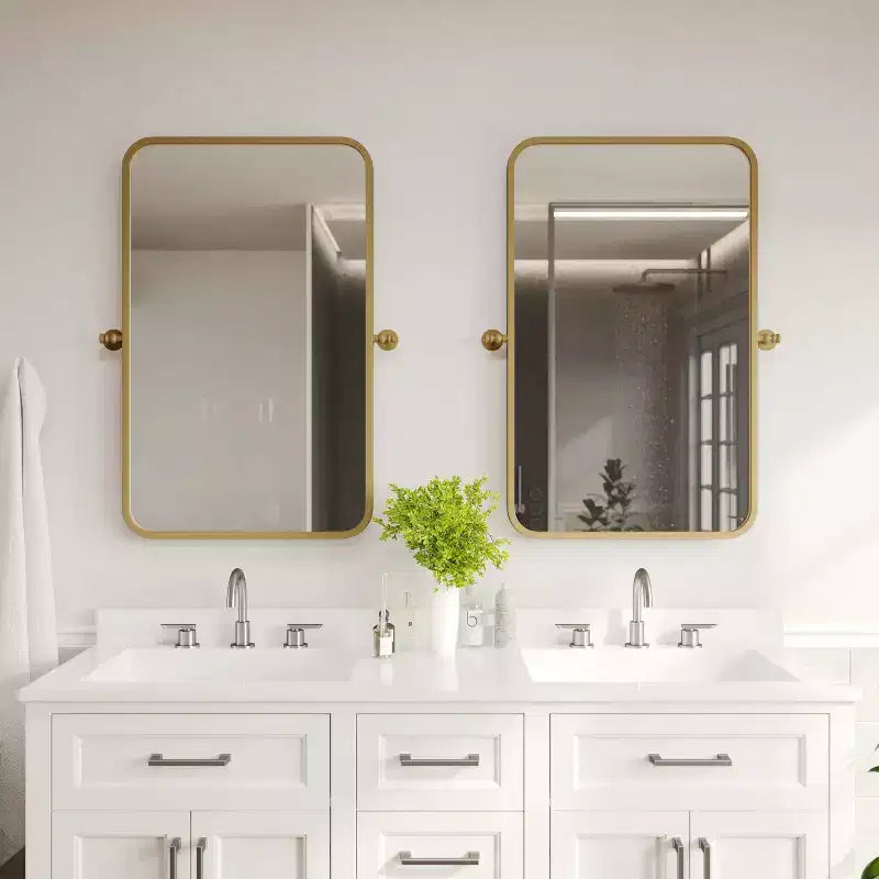 Flash Furniture Finlay Metal Pivot Wall Mirror - Large Accent Vanity Mirror for Bathroom