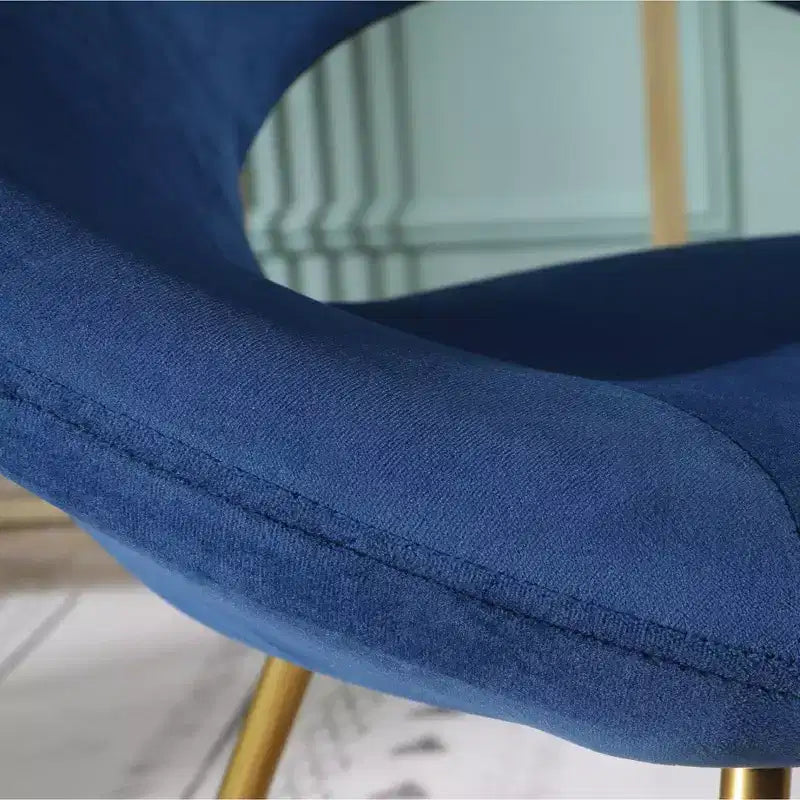 Velvet Upholstered Accent Chair, Blue with Gold