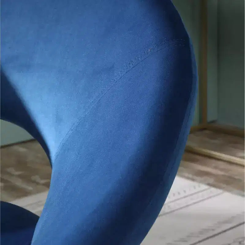Velvet Upholstered Accent Chair, Blue with Gold