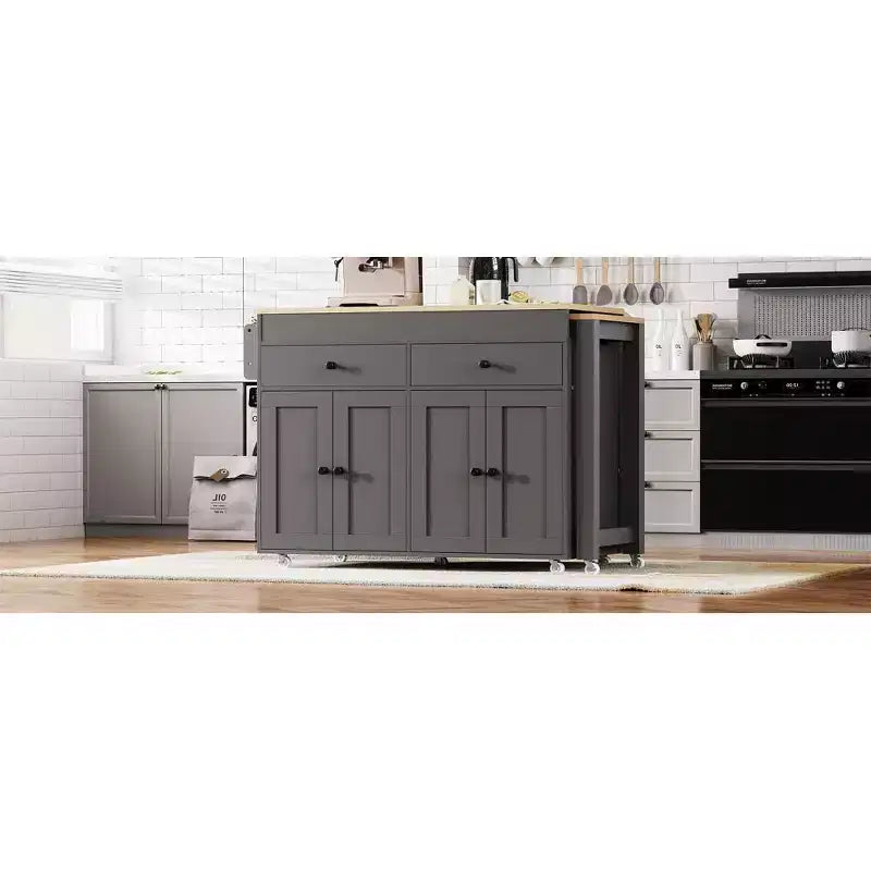 Kitchen with Dining Table, Kitchen Table with Outlet,2 Drawers 2 Side Shelves