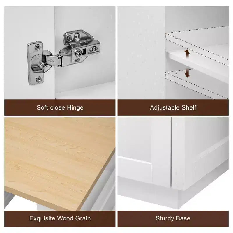 Kitchen with Dining Table, Kitchen Table with Outlet,2 Drawers 2 Side Shelves