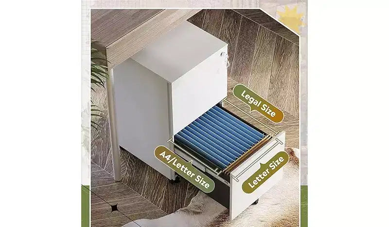 2-Drawer Cabinet with Lock, Commercial Vertical Cabinet for Home Desk Storage