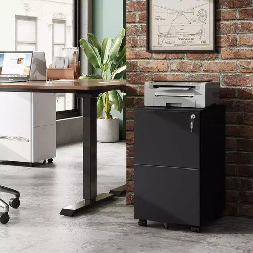 Meuble de rangement 2 tiroirs avec serrure, armoire de classement verticale commerciale pour le bureau à domicile