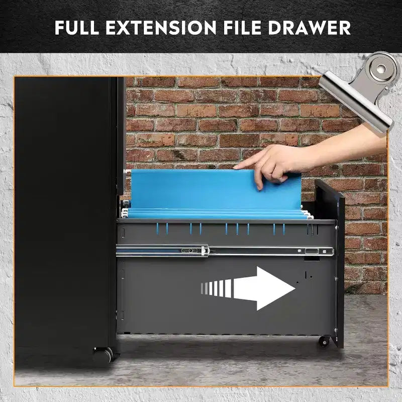 2-Drawer Cabinet with Lock, Commercial Vertical Cabinet for Home Desk Storage