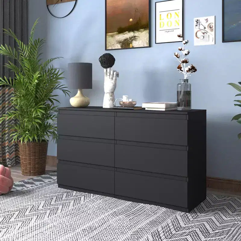 6 Drawer Double Dresser for Bedroom Living Room Hallway