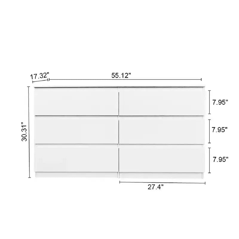 6 Drawer Double Dresser for Bedroom Living Room Hallway