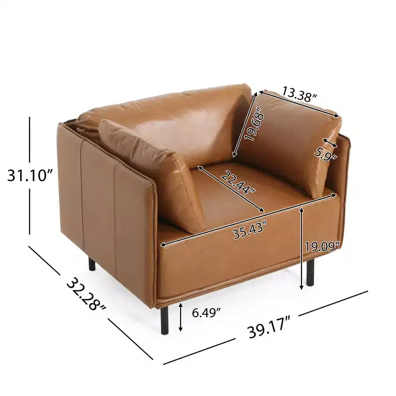 39 Modern Accent Chair, Upholstered Reading Armchair, Single Sofa Chair With Pillow, Chair for Living Room Bedroom