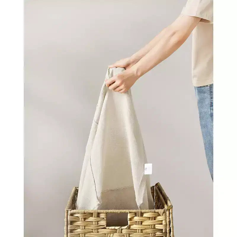 Storage with Lid, 27.7 (105L) Storage Bin, Woven Blanket Storage with Handles, Foldable, Removable Liner, Metal Frame