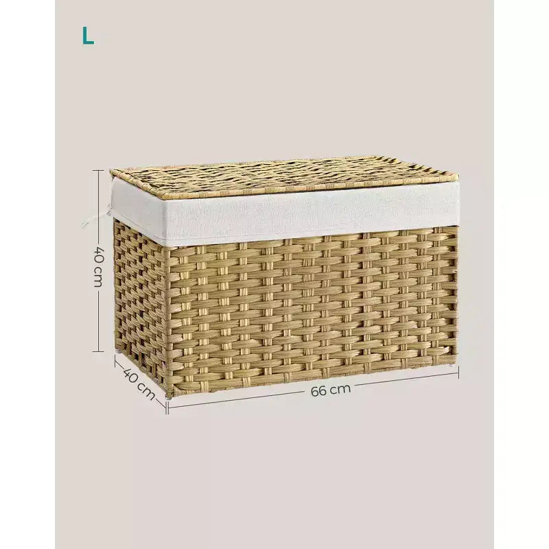 Storage with Lid, 27.7 (105L) Storage Bin, Woven Blanket Storage with Handles, Foldable, Removable Liner, Metal Frame