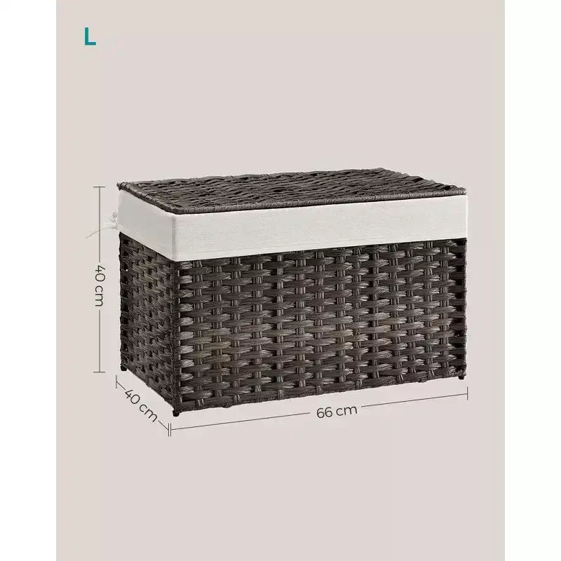 Storage with Lid, 27.7 (105L) Storage Bin, Woven Blanket Storage with Handles, Foldable, Removable Liner, Metal Frame