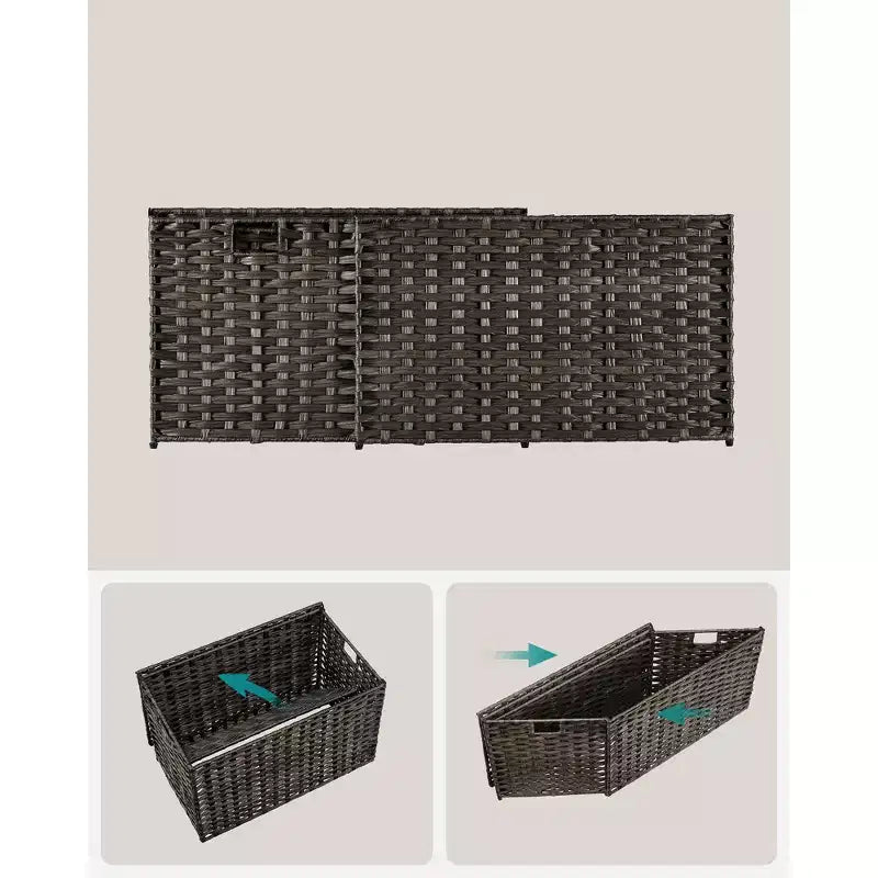 Storage with Lid, 27.7 (105L) Storage Bin, Woven Blanket Storage with Handles, Foldable, Removable Liner, Metal Frame