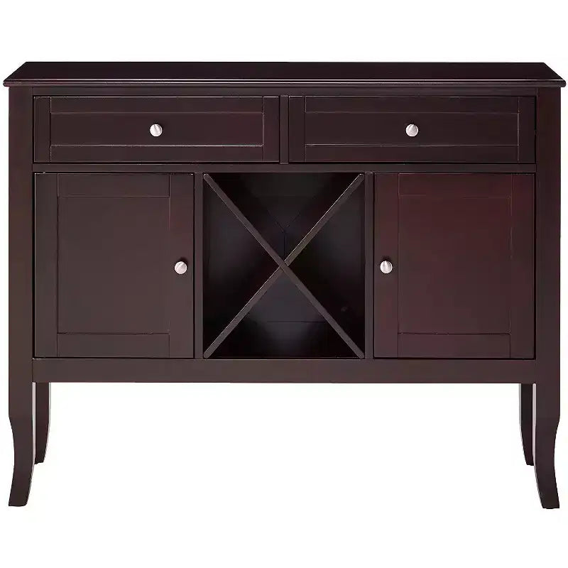 Cherry Wood Buffet Console Storage Cabinet that 12 Bottles, Dark Cherry