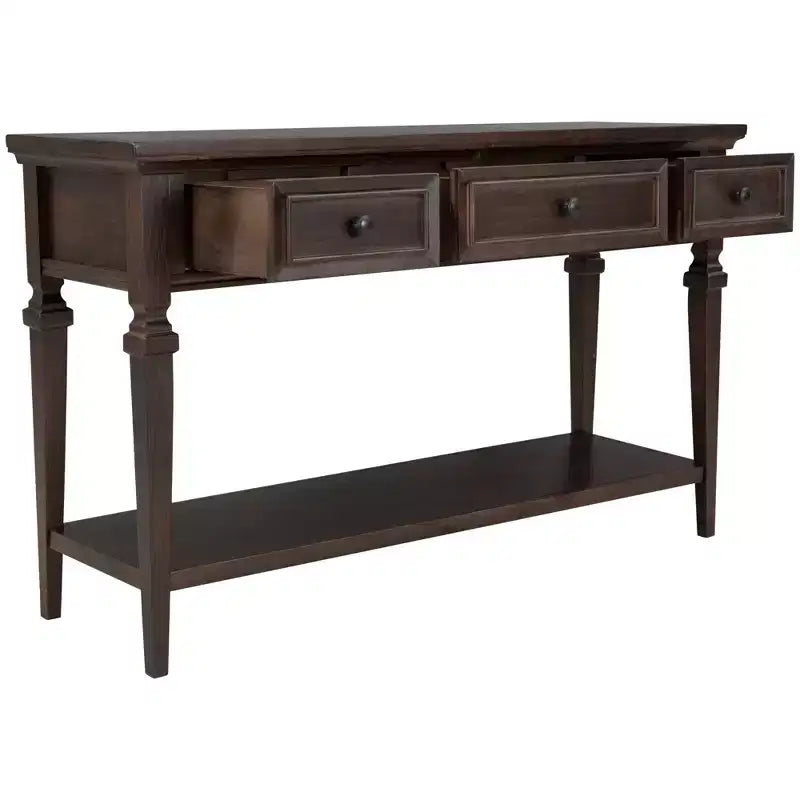Classic Retro Console Table with 3-Top Drawers and Shelf