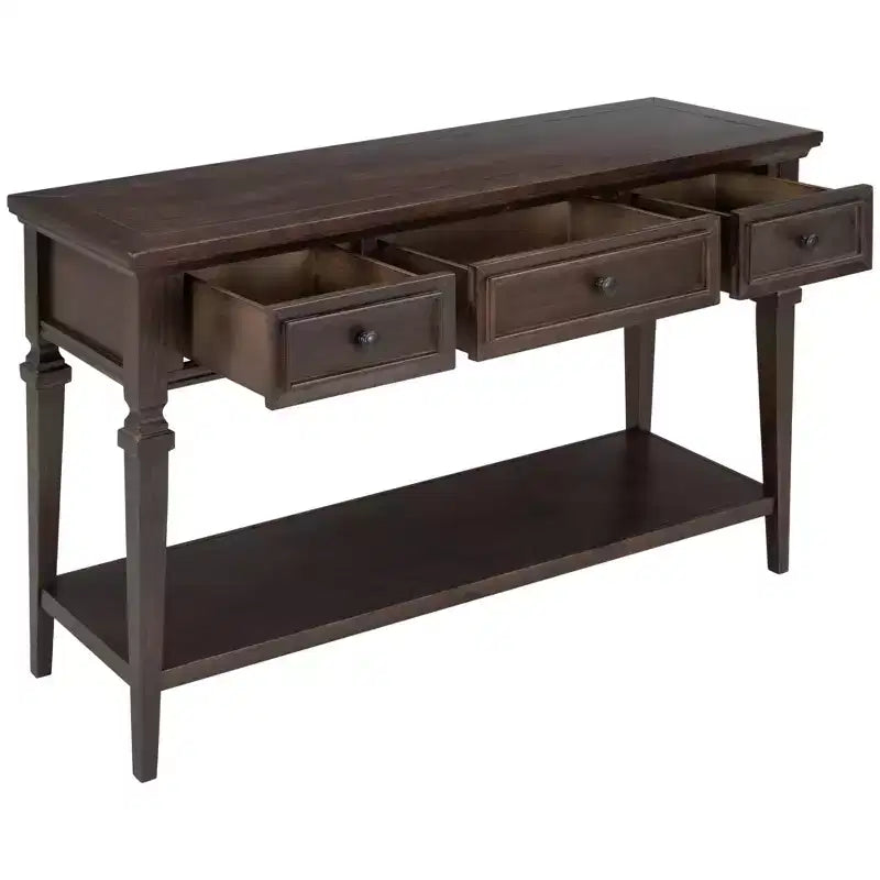 Classic Retro Console Table with 3-Top Drawers and Shelf