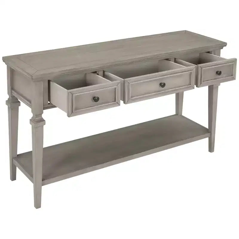 Classic Retro Console Table with 3-Top Drawers and Shelf