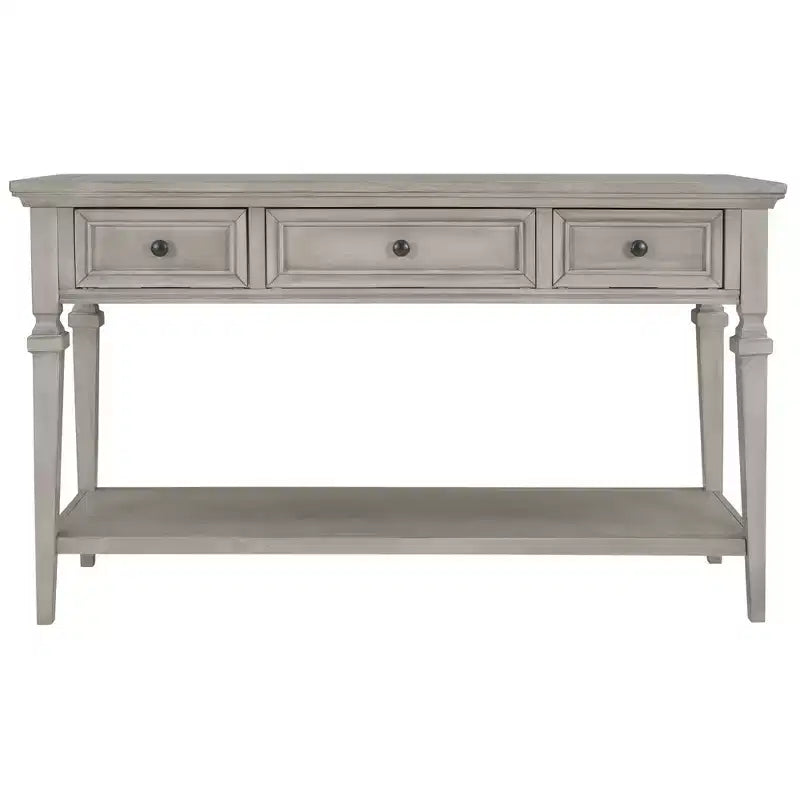 Classic Retro Console Table with 3-Top Drawers and Shelf