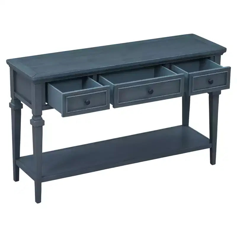 Classic Retro Console Table with 3-Top Drawers and Shelf