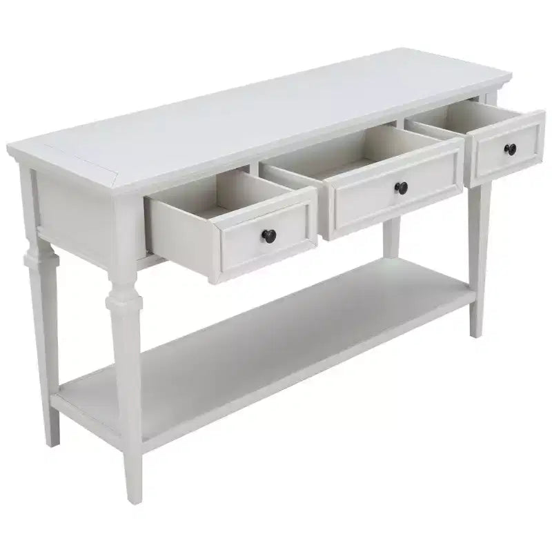 Classic Retro Console Table with 3-Top Drawers and Shelf