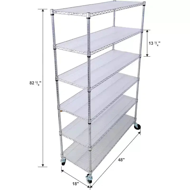 6 Metal Wire Shelving with & Shelf - Adjustable Storage for Home Room