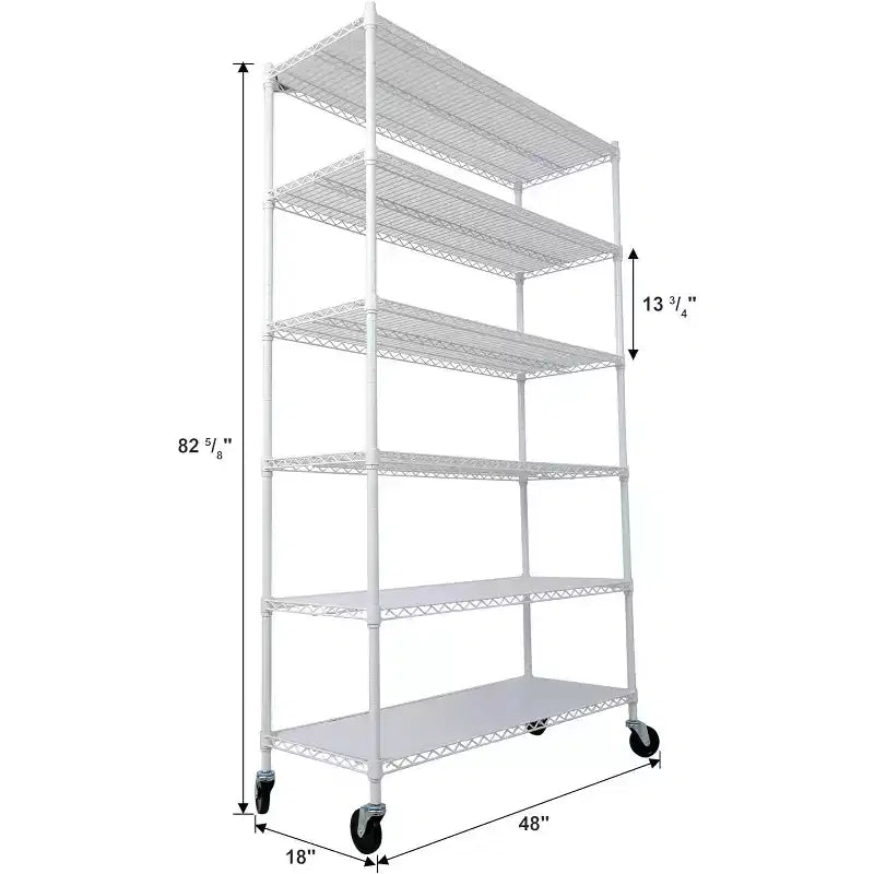 6 Metal Wire Shelving with & Shelf - Adjustable Storage for Home Room