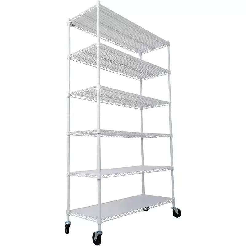 6 Metal Wire Shelving with & Shelf - Adjustable Storage for Home Room