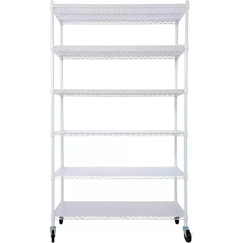 6 Metal Wire Shelving with & Shelf - Adjustable Storage for Home Room