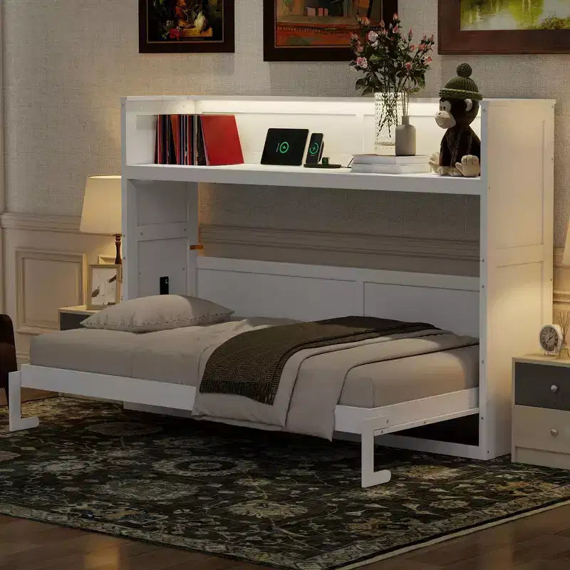 Lit avec bureau et station de recharge USB