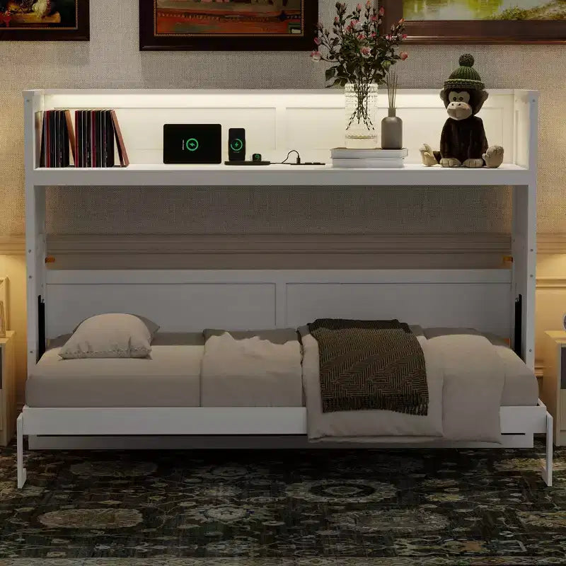 Lit avec bureau et station de recharge USB