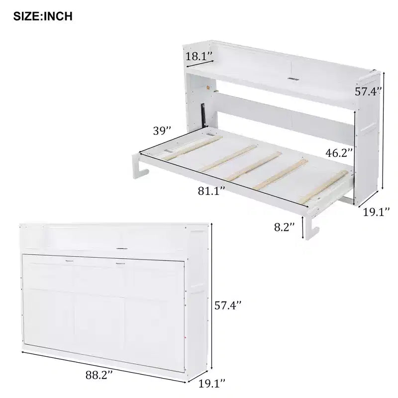 Lit avec bureau et station de recharge USB