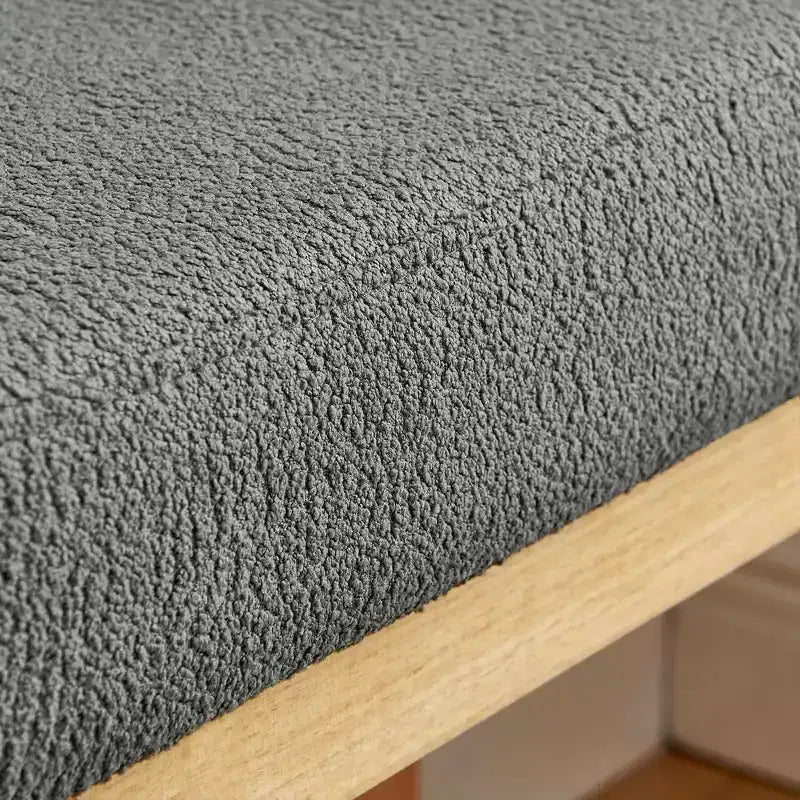 Bench with Wooden Frame and a Soft Cushioned for Small Hallway Living Room Gray