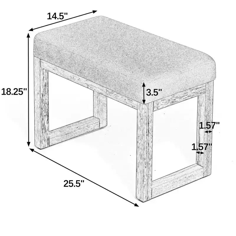Bench with Wooden Frame and a Soft Cushioned for Small Hallway Living Room Gray