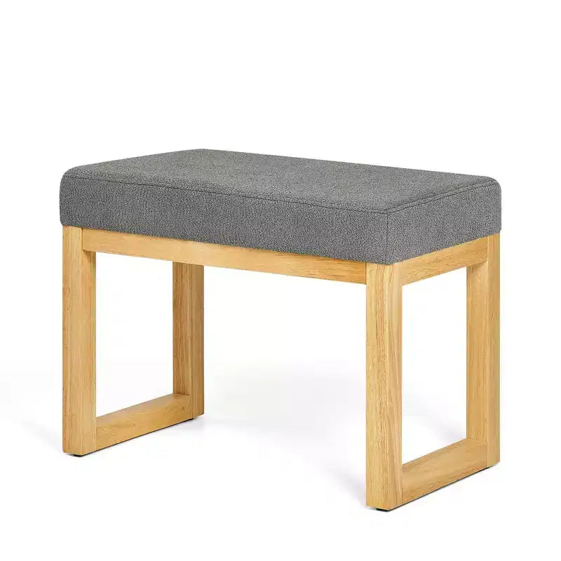 Bench with Wooden Frame and a Soft Cushioned for Small Hallway Living Room Gray
